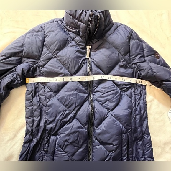 Michael Kors Packable Down Fill Dark Blue Puffer Coat Long Winter Jacket Size XS - Picture 11 of 16